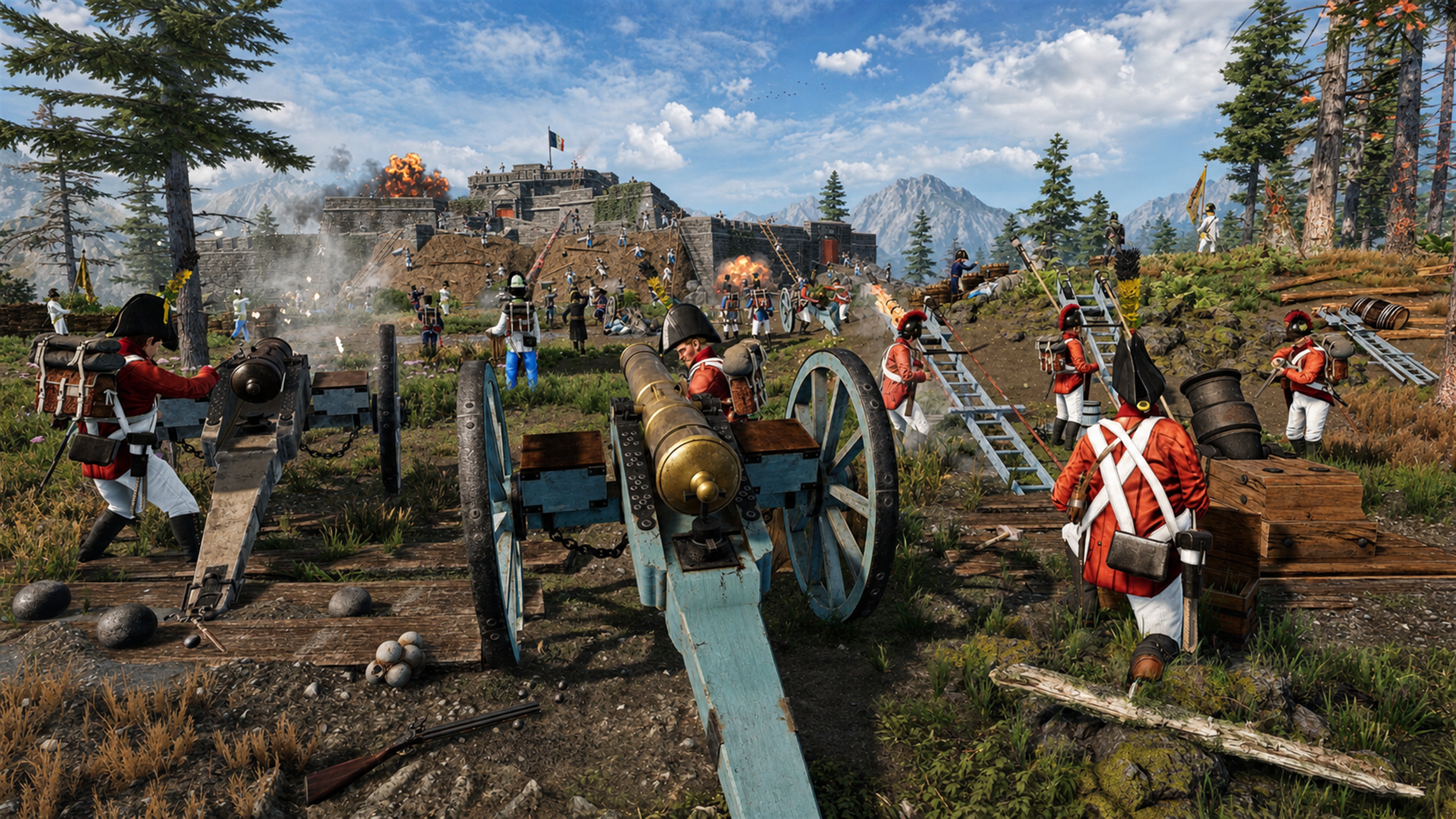 Holdfast Nations At War battlefield with soldiers and artillery